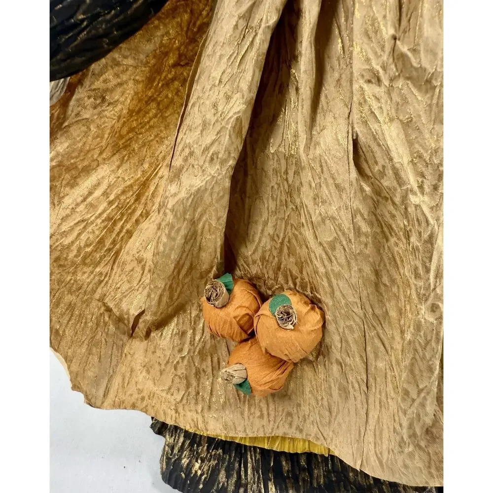 Vintage Paper Twist Pilgrim Woman Figurine Pumpkins Rustic‎ Thanksgiving Decor